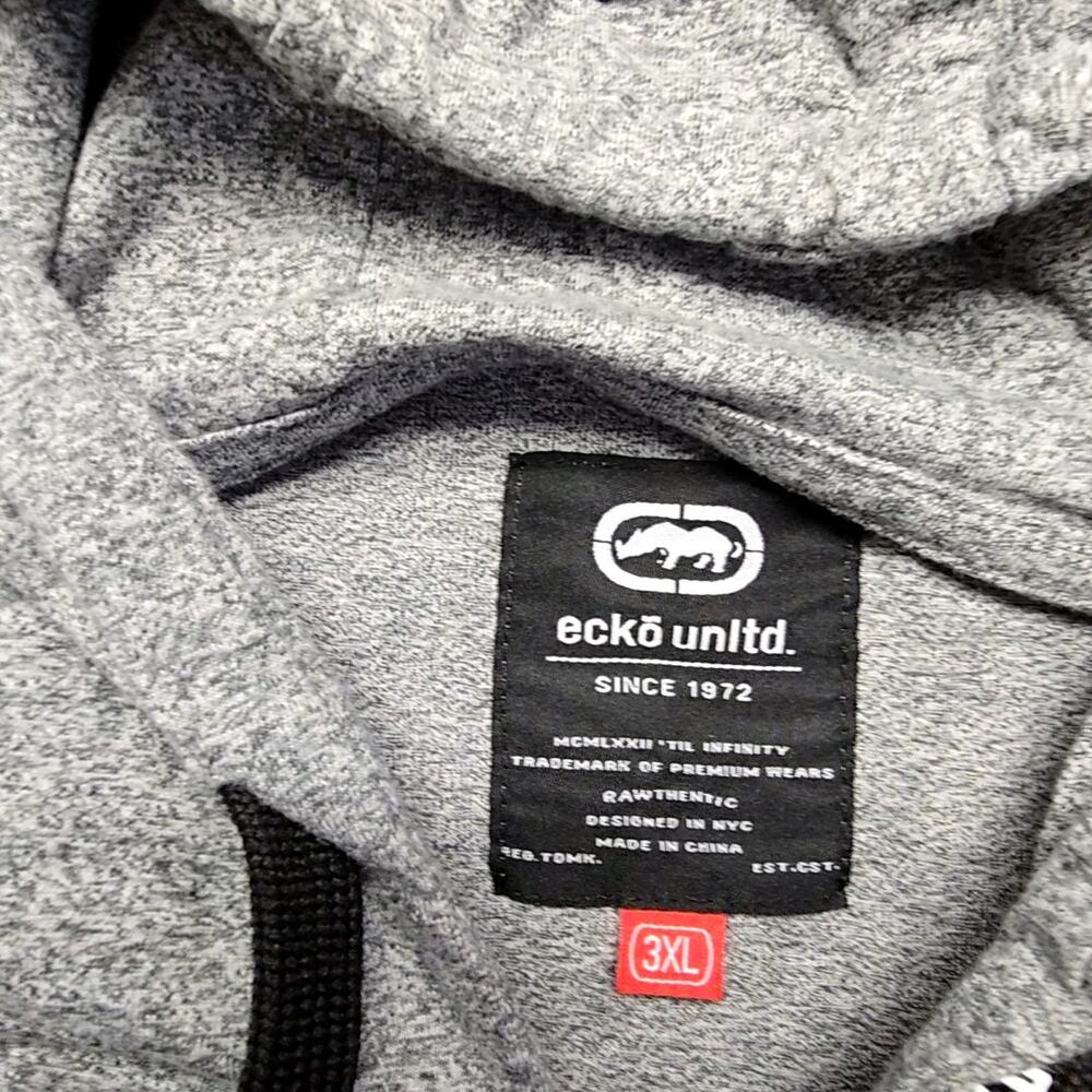 Ecko Unltd Hoodie Graphic Short Sleeve Colorblock Gray Red Black 3XL Streetwear - Picture 9 of 12